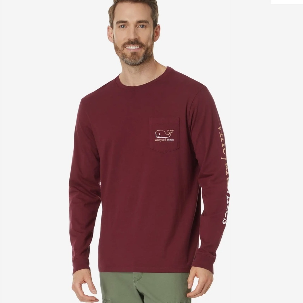 Vineyard Vines long sleeve Burgee whale mens pocket tee size XS